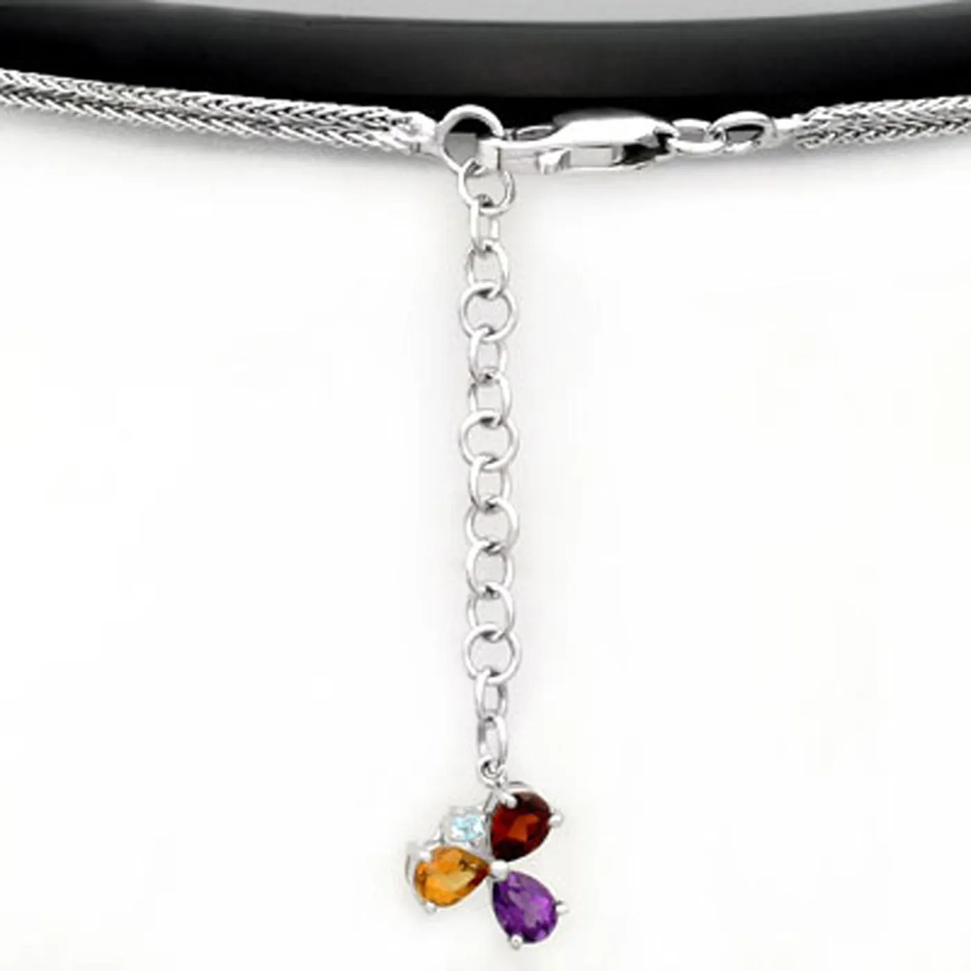 18k White Gold Multi-Colored Gemstone and Diamond Necklace