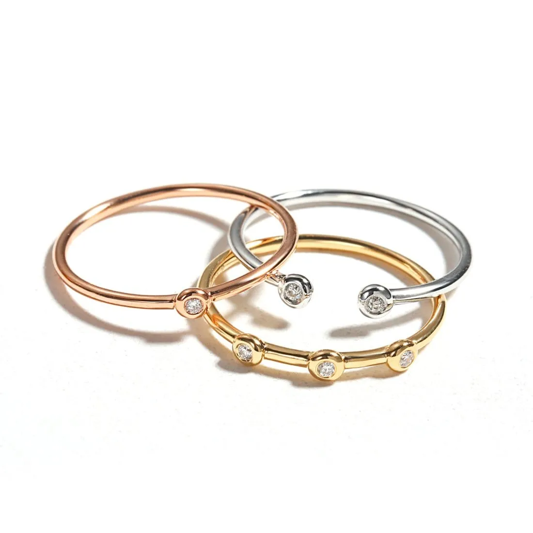 18K White Gold Stackable Rings