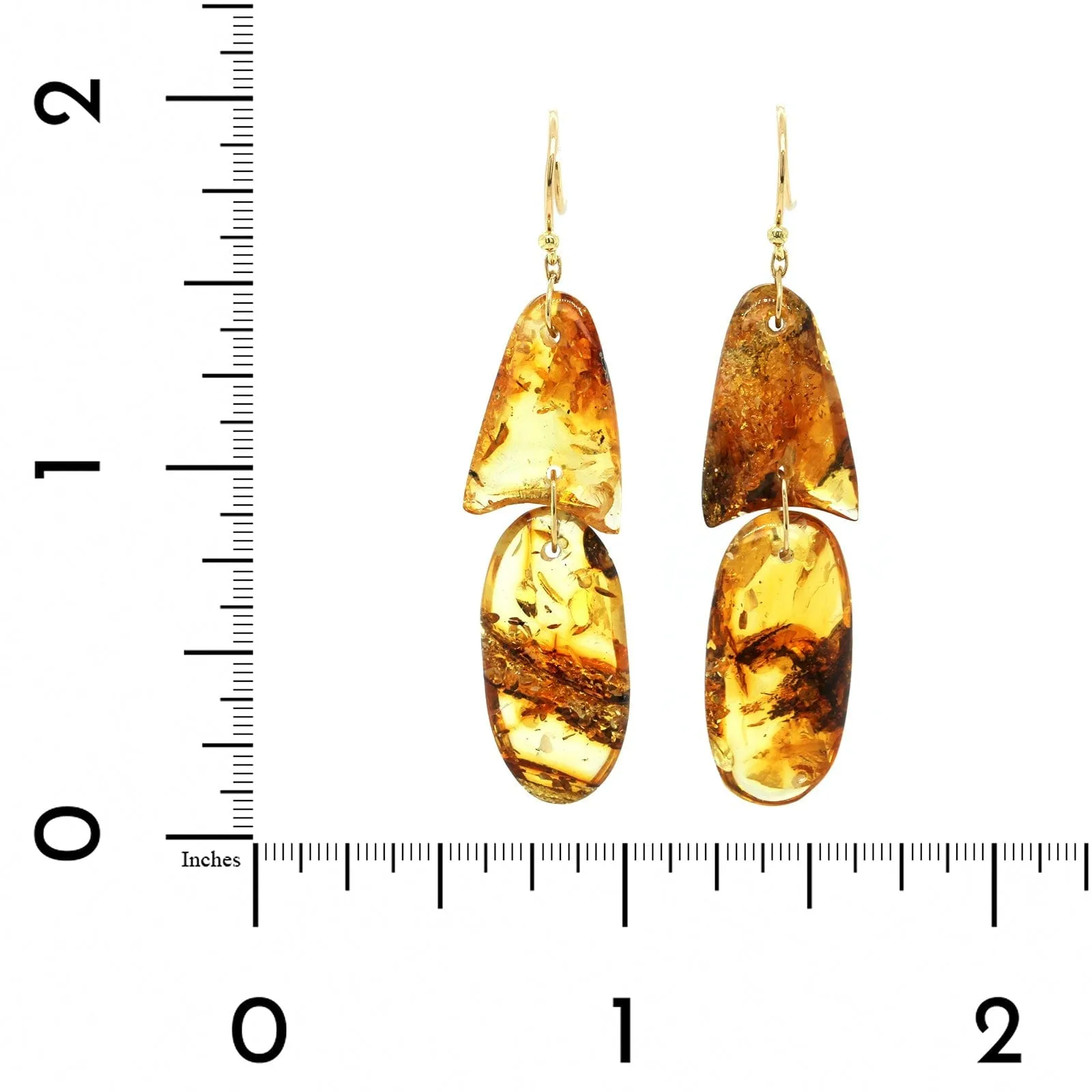 18K Yellow Gold Amber ArrowHead Drop Earrings