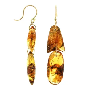 18K Yellow Gold Amber ArrowHead Drop Earrings