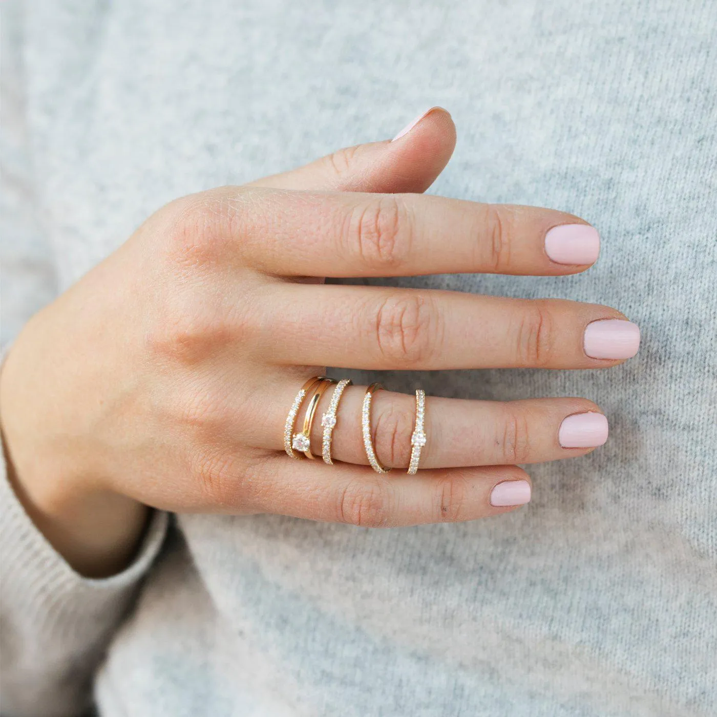 18kt Gold Diamond Stackable Ring