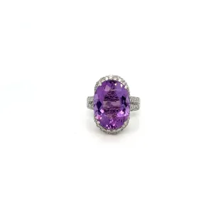 18kt White Gold Center Amethyst Cocktail Ring