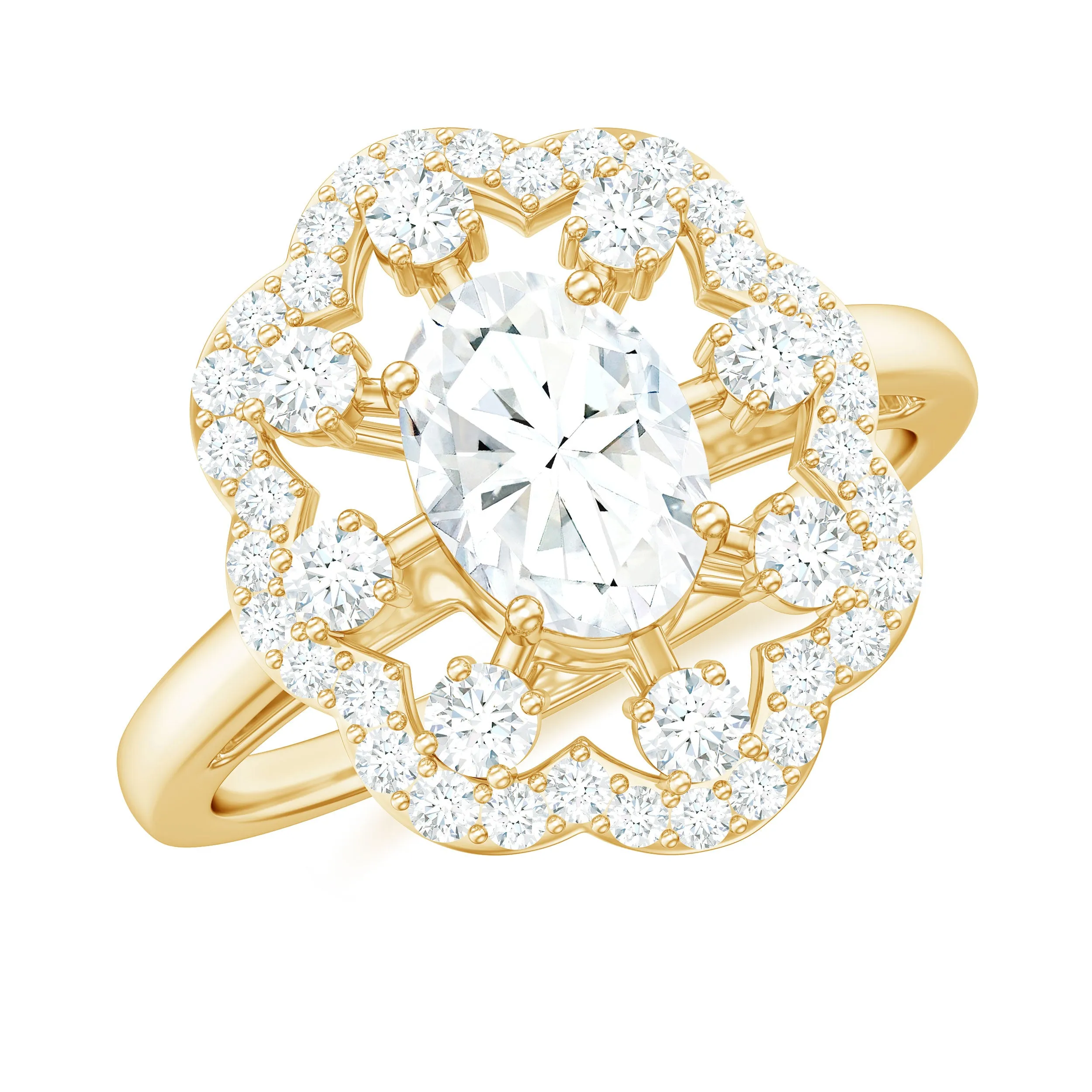 2 CT Moissanite Vintage Engagement Ring in Gold