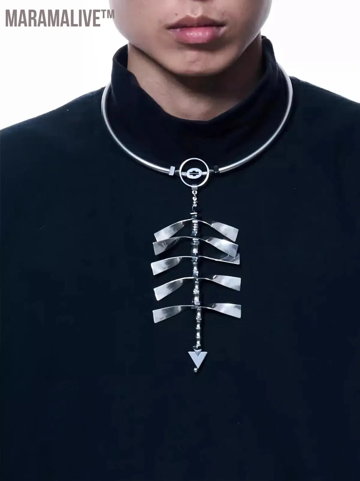 2024 New Punk Necklace Skeleton Centipede Titanium Steel Cool Unisex Cyberpunk Choker for Women Men Jewelry Couple