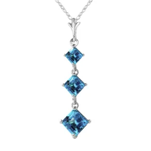 2.4 Carat 14K Solid White Gold A Tousand Times Blue Topaz Necklace