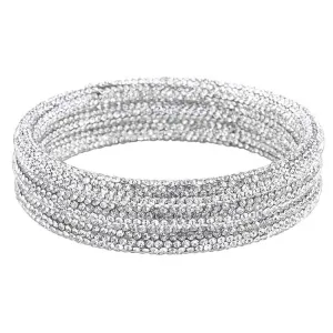 3PCS Rhinestone Pave Bangle Layered Bracelets