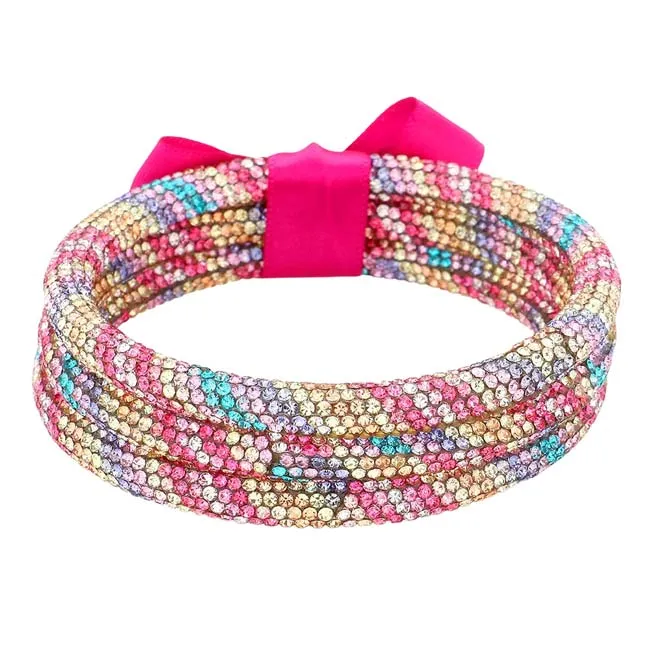 3PCS Rhinestone Pave Bangle Layered Bracelets