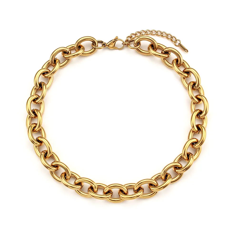 40cm-45cm 15mm Width Chunky Oval Link Chain Necklace