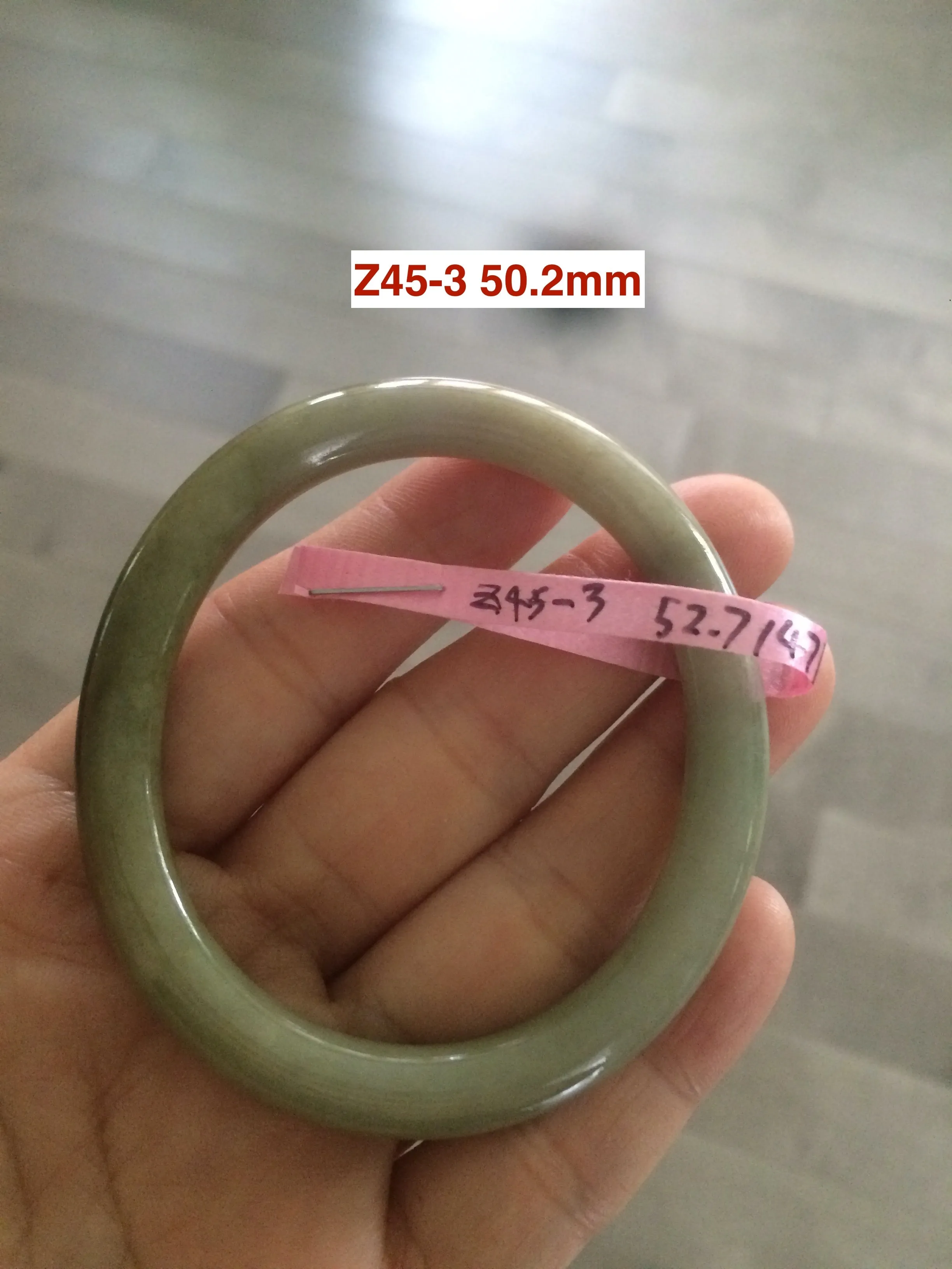 48-53 mm Type A 100% Natural light green Jadeite Jade bangle group girl/small adult hand Z45