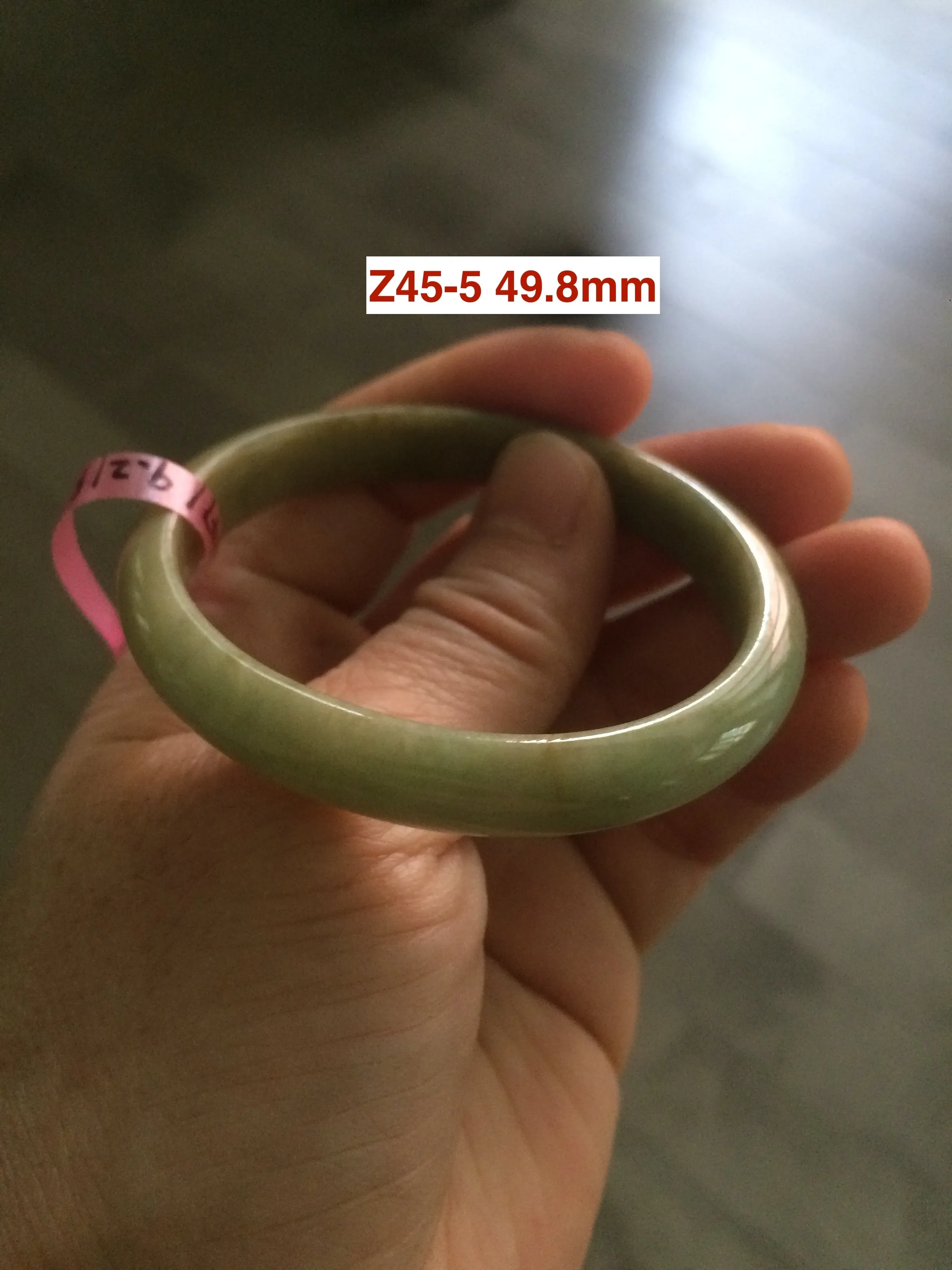 48-53 mm Type A 100% Natural light green Jadeite Jade bangle group girl/small adult hand Z45