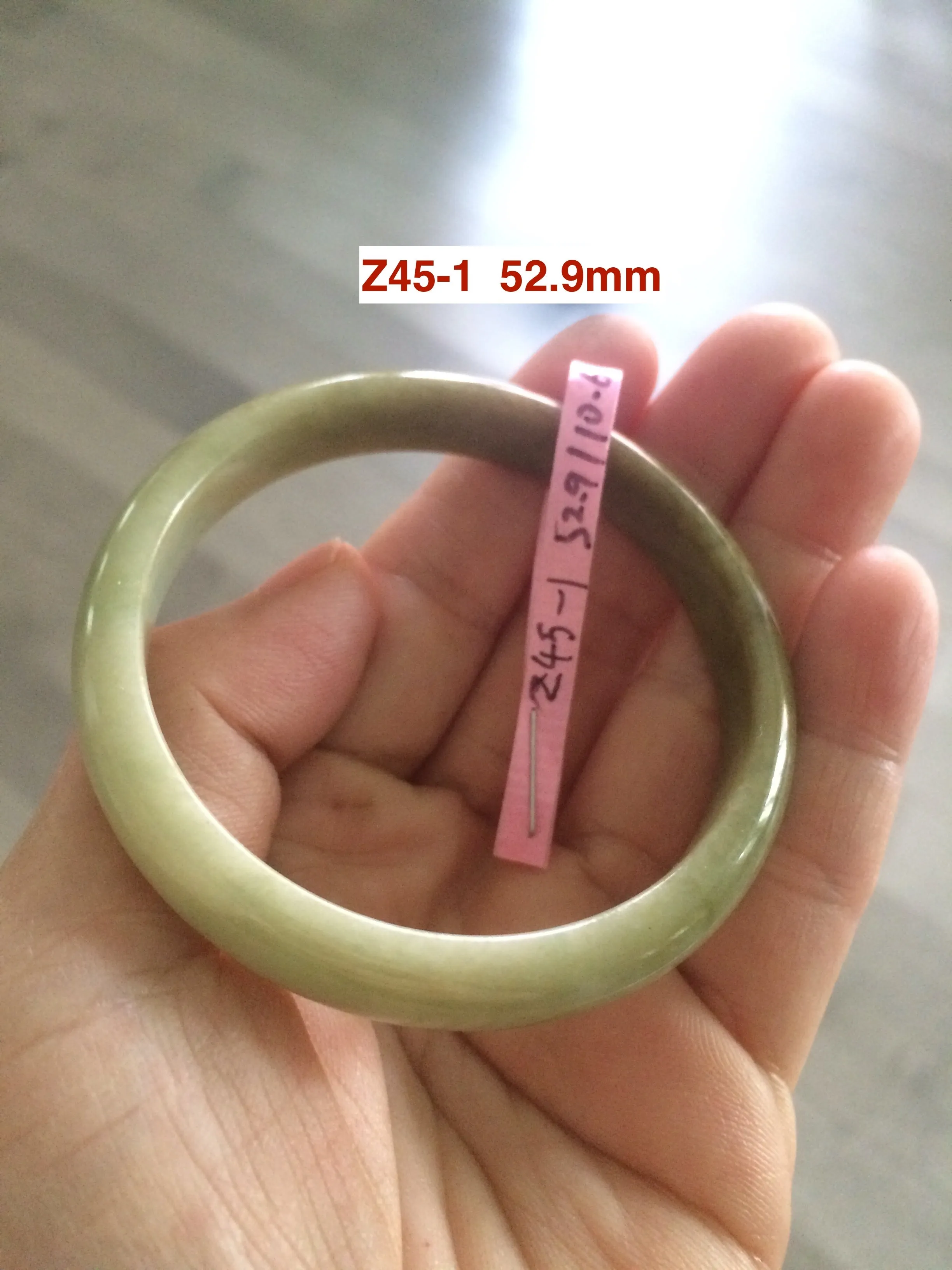 48-53 mm Type A 100% Natural light green Jadeite Jade bangle group girl/small adult hand Z45