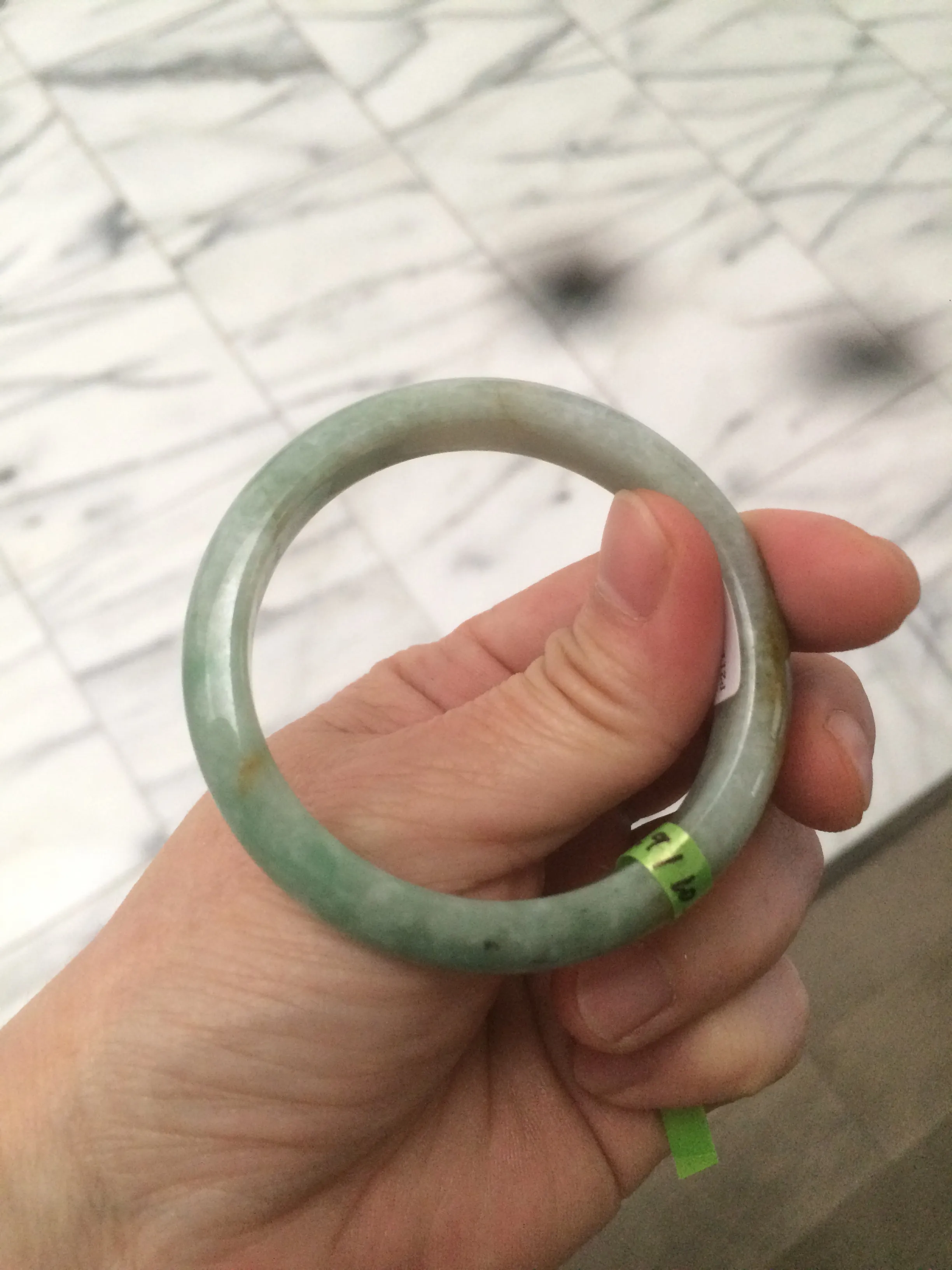 48.9mm CertificatedType A 100% Natural green/yellow jadeite jade bangle F113-7245