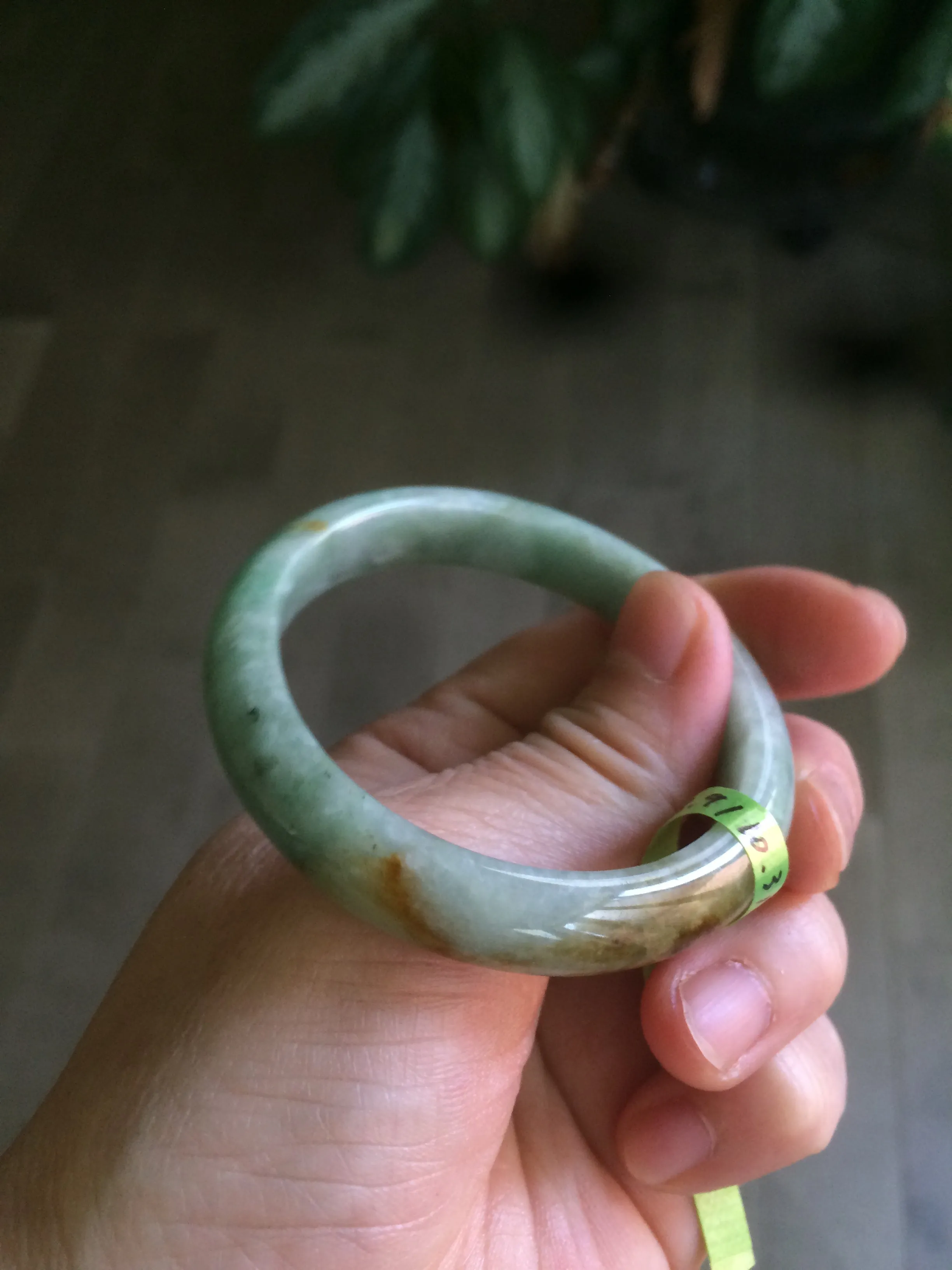 48.9mm CertificatedType A 100% Natural green/yellow jadeite jade bangle F113-7245