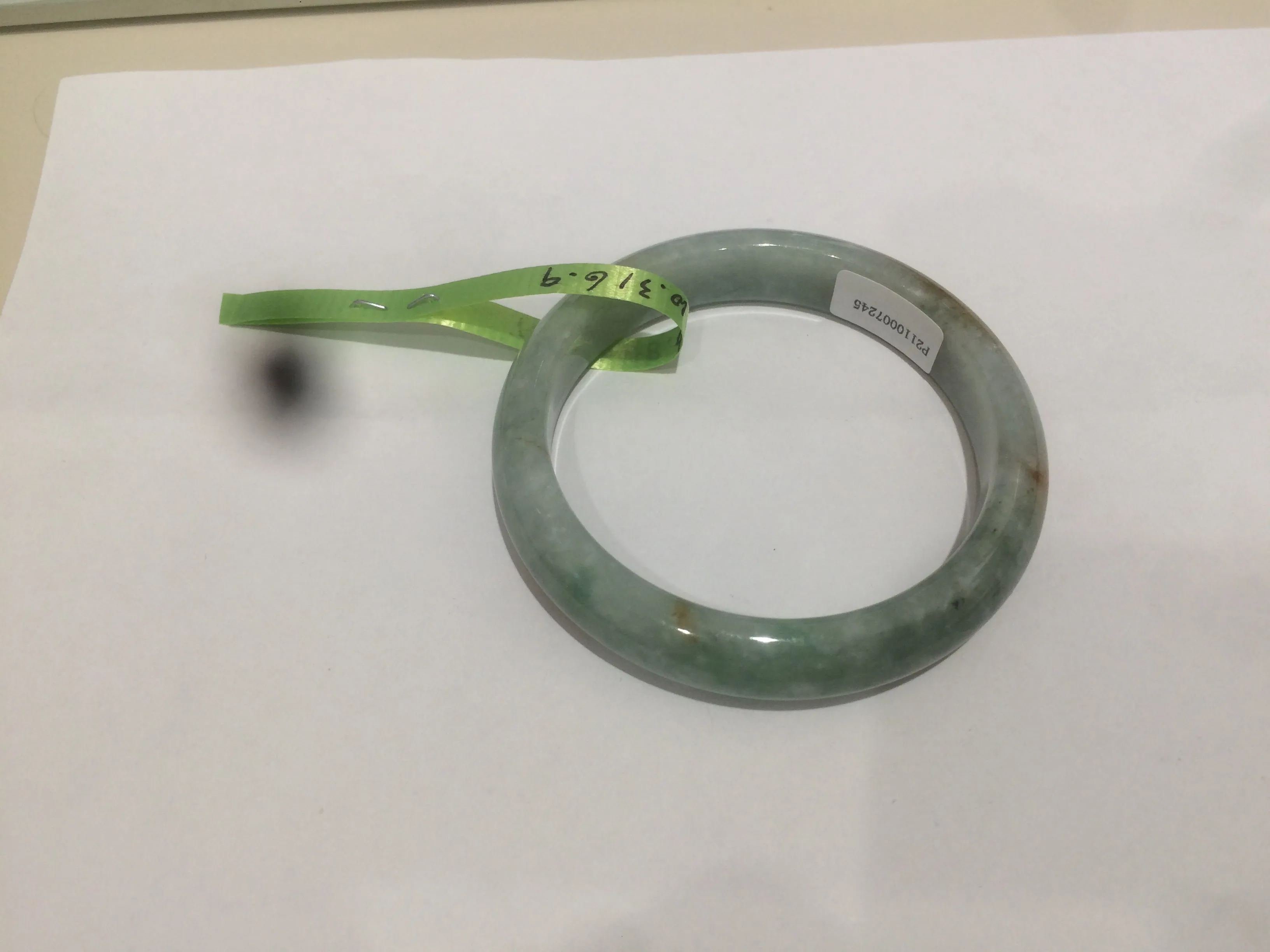 48.9mm CertificatedType A 100% Natural green/yellow jadeite jade bangle F113-7245