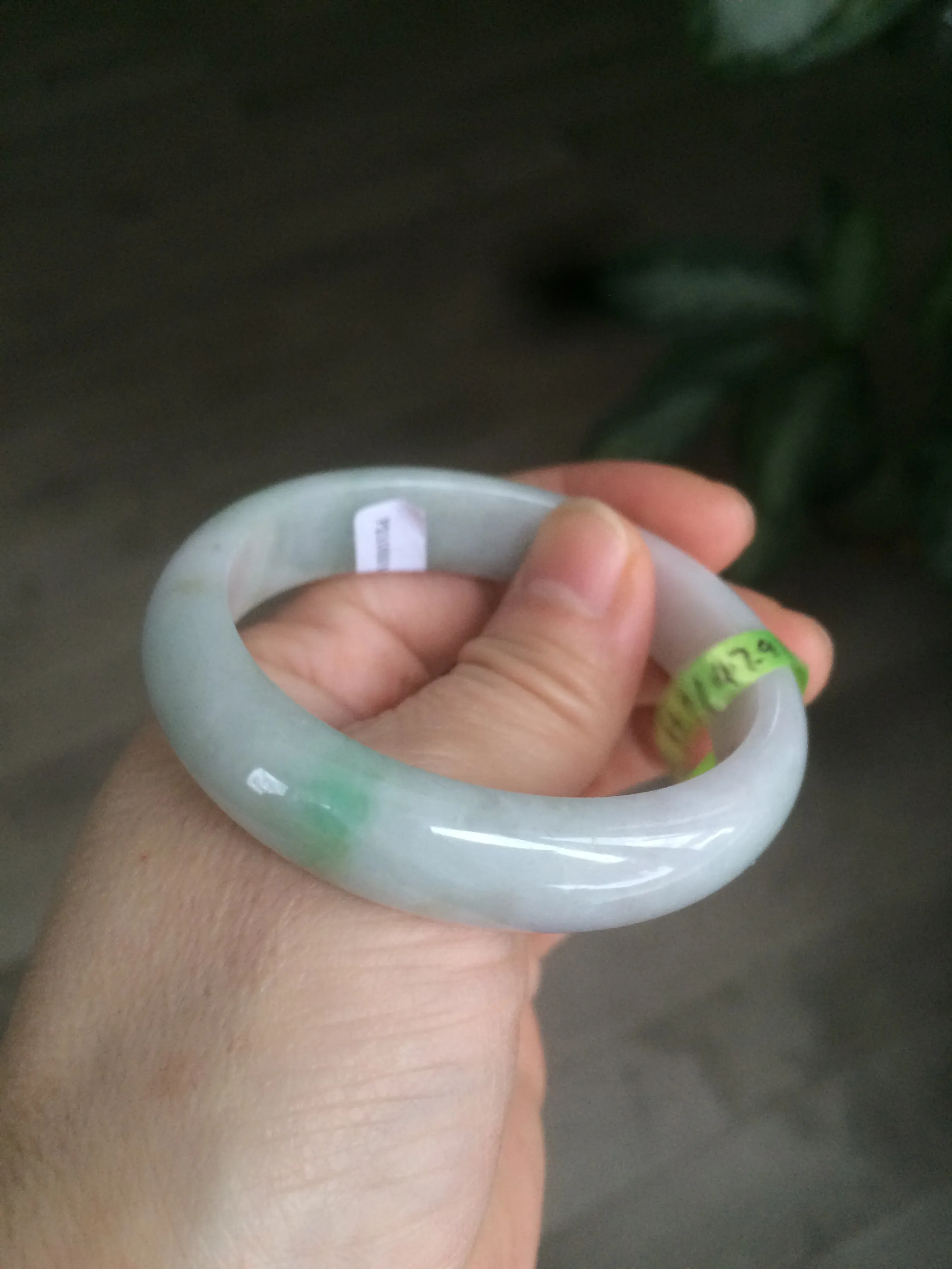 49.5mm Certified Type A 100% Natural sunny green oval Jadeite Jade bangle AJ6-5095