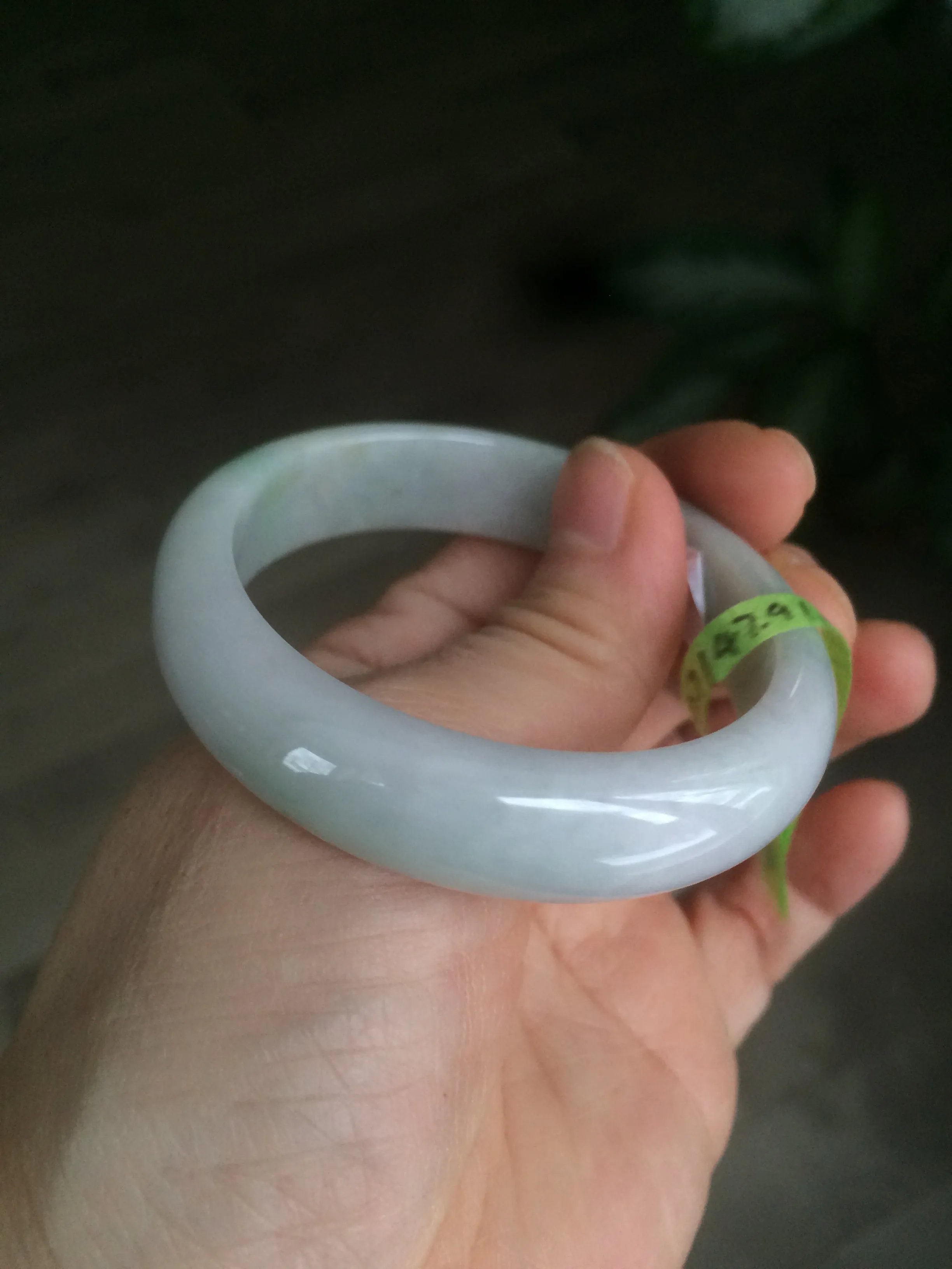 49.5mm Certified Type A 100% Natural sunny green oval Jadeite Jade bangle AJ6-5095