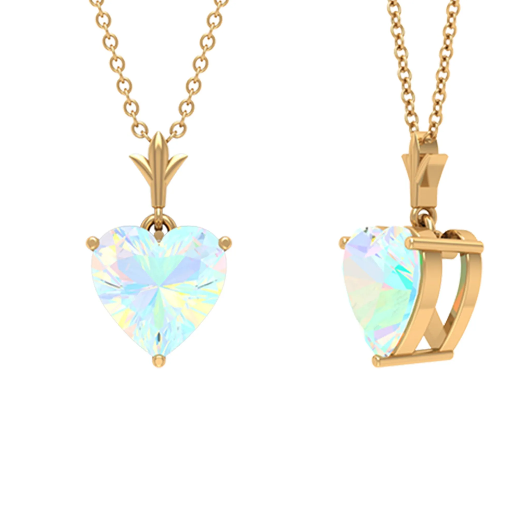 6 MM Heart Shape Ethiopian Opal Solitaire Pendant Necklace