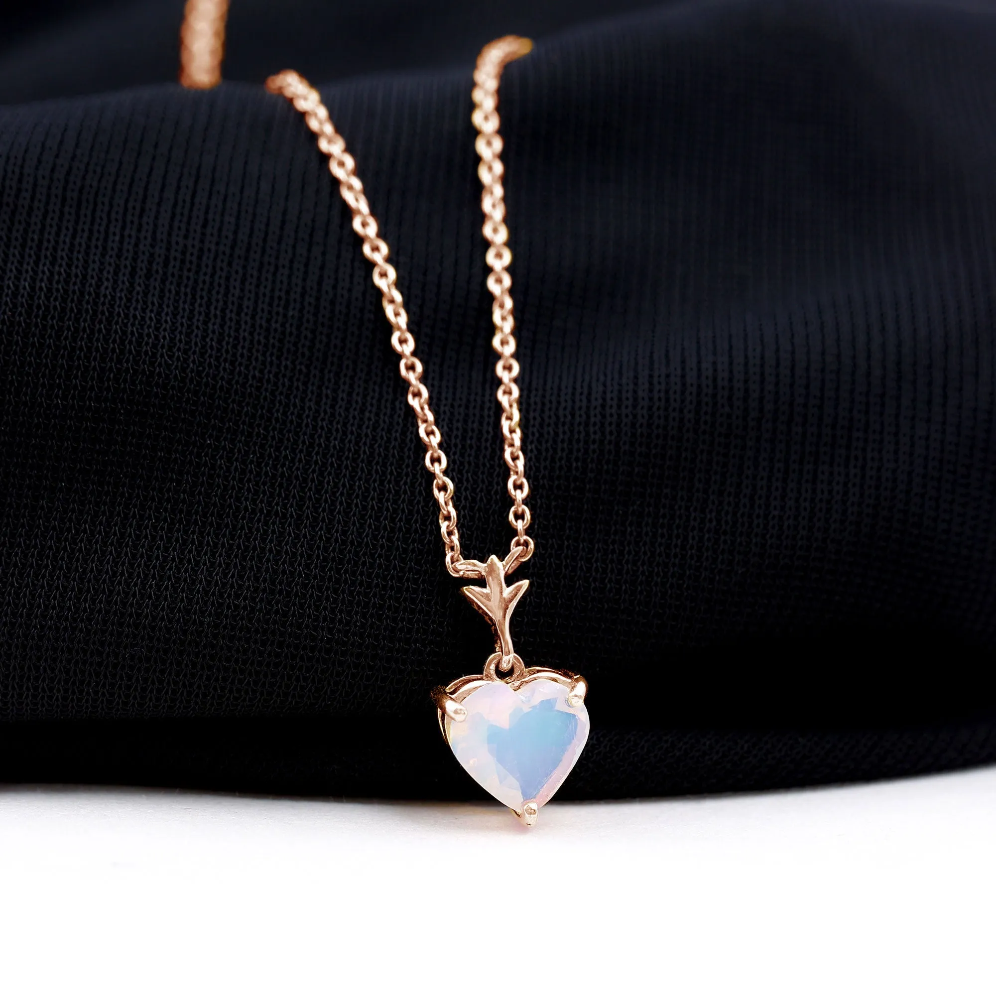 6 MM Heart Shape Ethiopian Opal Solitaire Pendant Necklace