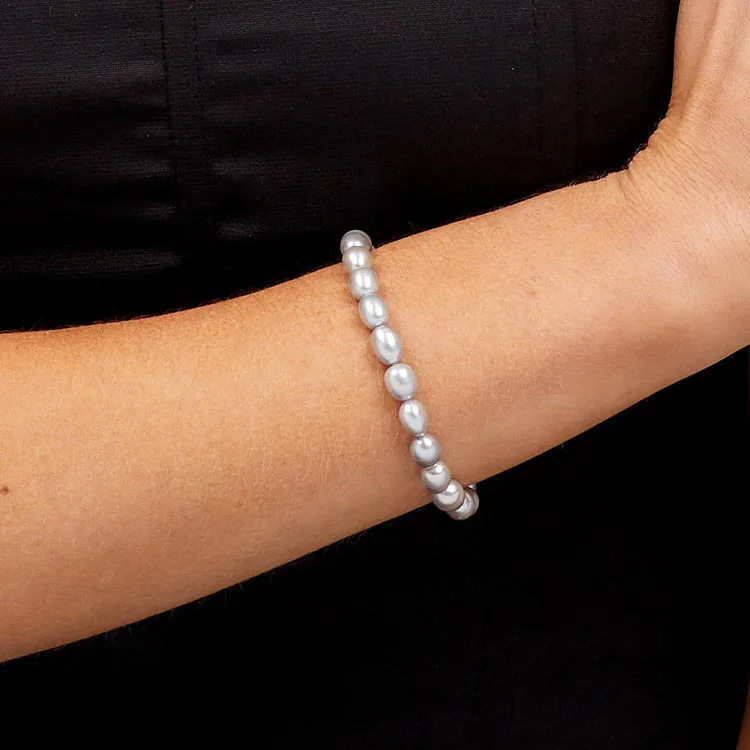 7-8mm Rice Shape Freshwater Pearl Bracelet for Women