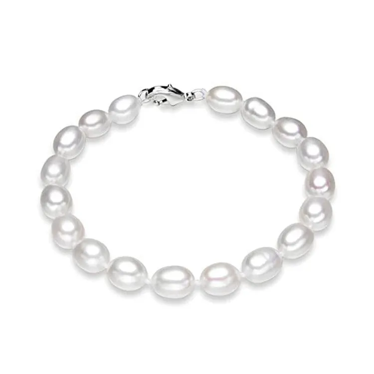 7-8mm Rice Shape Freshwater Pearl Bracelet for Women