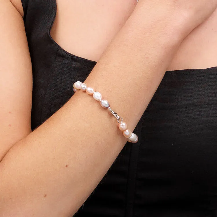 7-8mm Rice Shape Freshwater Pearl Bracelet for Women