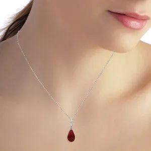 8.88 Carat 14K Solid White Gold Necklace Diamond Briolette Drop Ruby