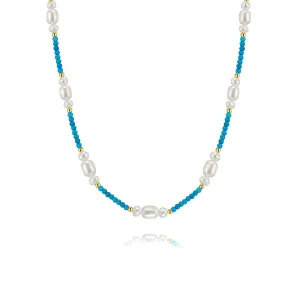 925 Silver Baroque pearl turquoise necklace