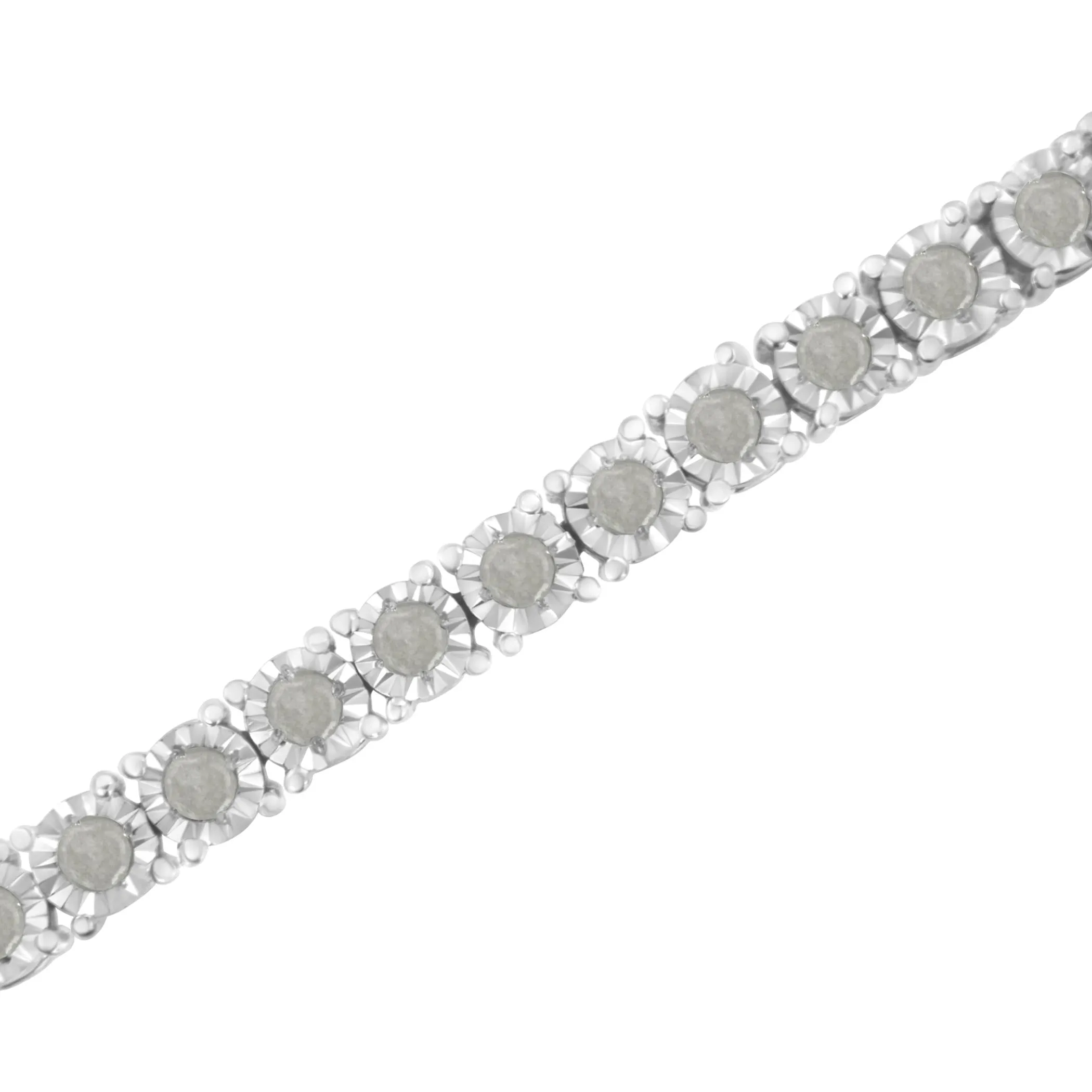 .925 Sterling Silver 2.0 Cttw Diamond Illusion-Set Miracle Plate Tennis Bracelet (I-J Color, I3 Clarity) - 7"