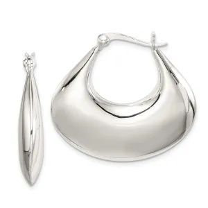 925 Sterling Silver Polished Puffed Design Hoop Earrings