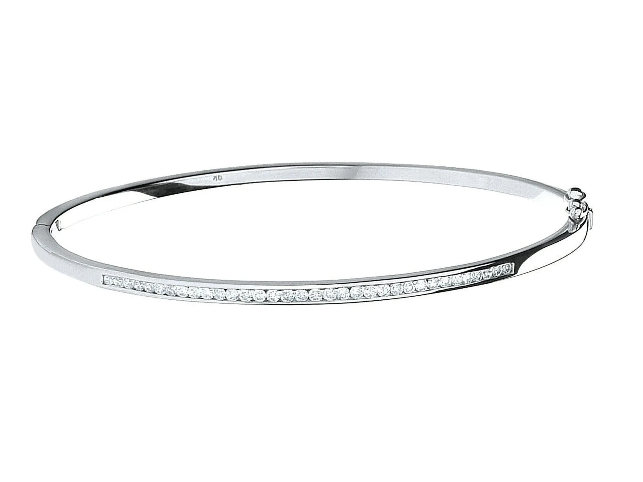 9ct White Gold Women's Diamond Bangle Bracelet, Channel Set Style, 0.50ct, 3mm, Elegant Gift Box