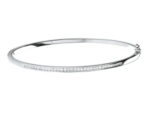 9ct White Gold Women's Diamond Bangle Bracelet, Channel Set Style, 0.50ct, 3mm, Elegant Gift Box