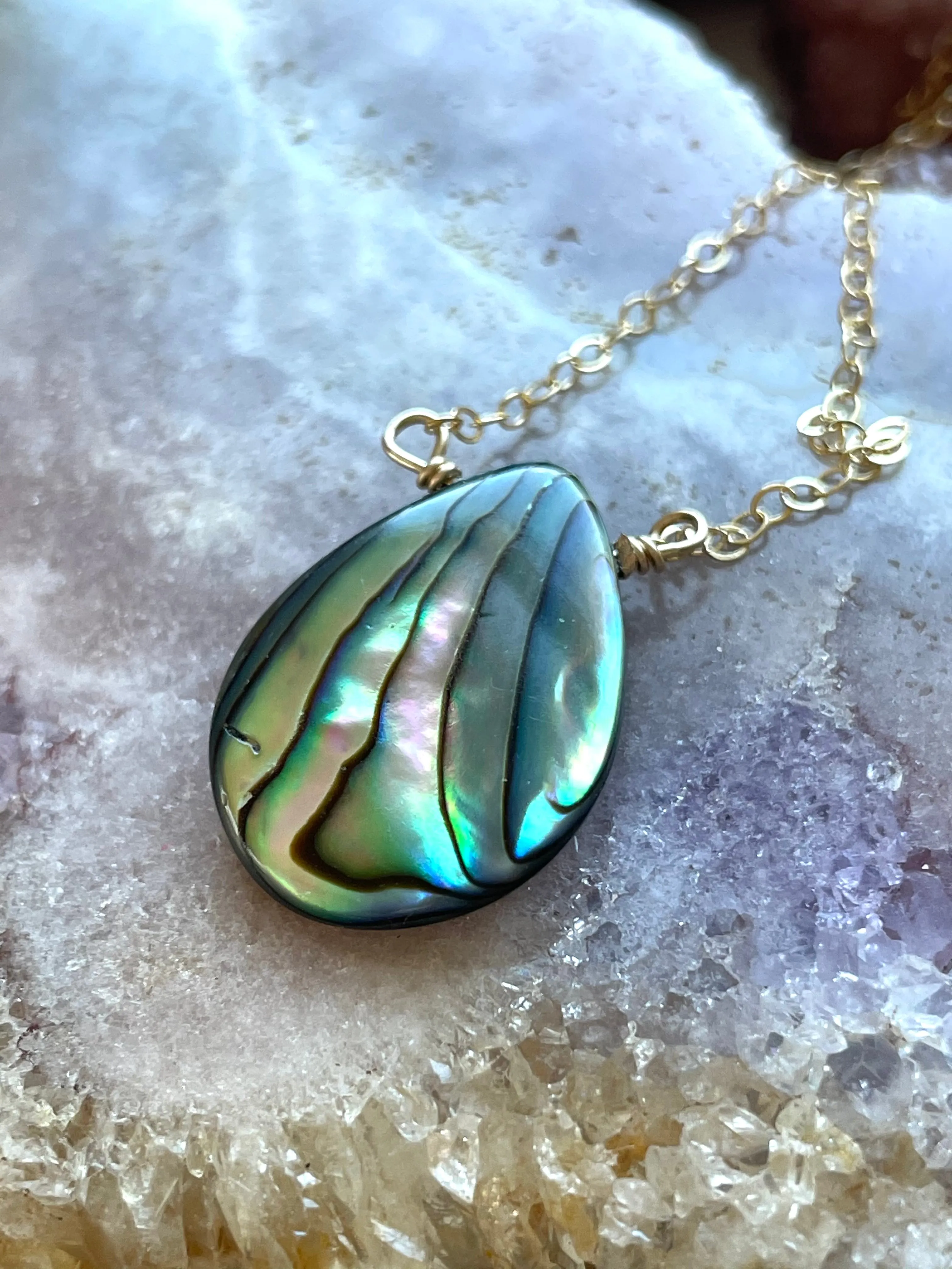 Abalone Shell Pendant Necklace - Beach Jewelry