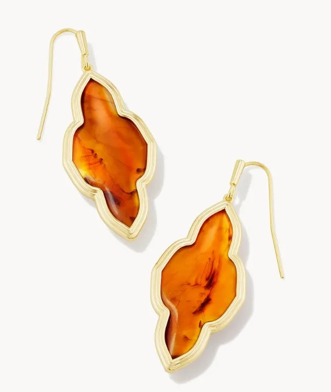 ABBIE FRMD DROP EARRING GOLD MARBLED AMBER ILLSN