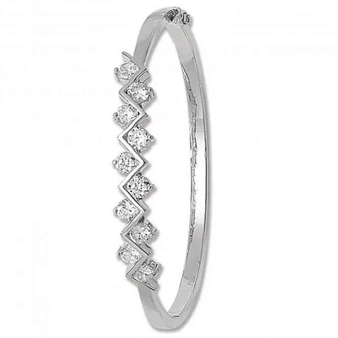 Acotis Silver Bangle Oval Zirconia Hinged G4046CZ