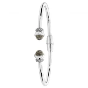 Acotis Silver Bangle Rhodium Plated Crystal & Zirconia Torc G4397