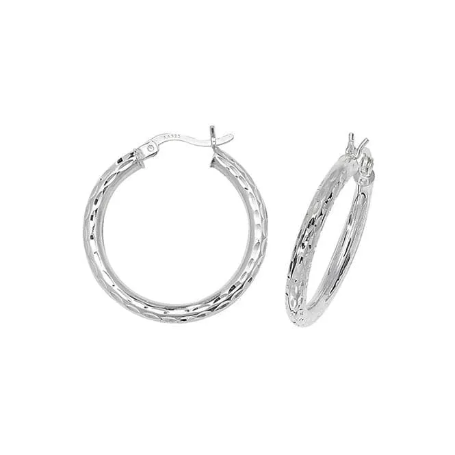 Acotis Silver Hoop Earrings Dia Cut G5696