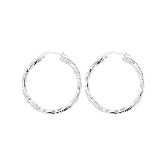 Acotis Silver Hoop Earrings Twisted G5977