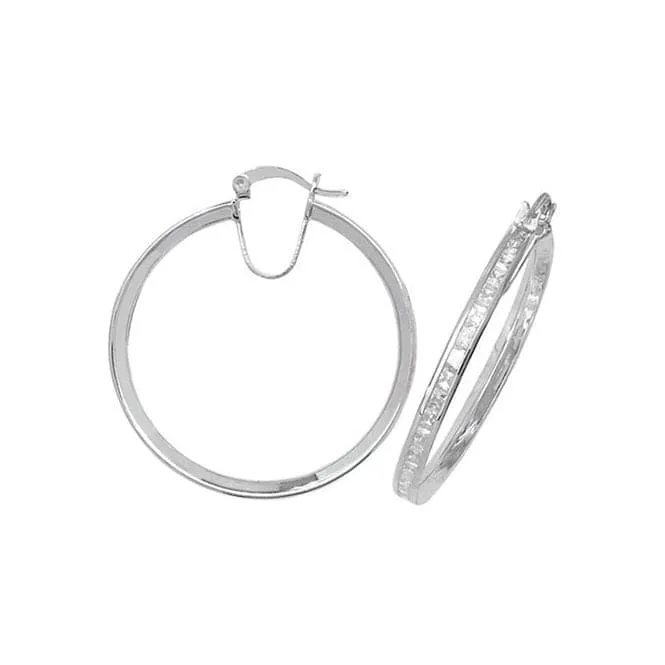 Acotis Silver Hoop Earrings Zirconia G5900