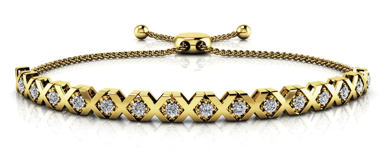 Adjustable Xoxo Lab-Grown Diamond Bracelet with 0.39 ct.(finished) 2mm