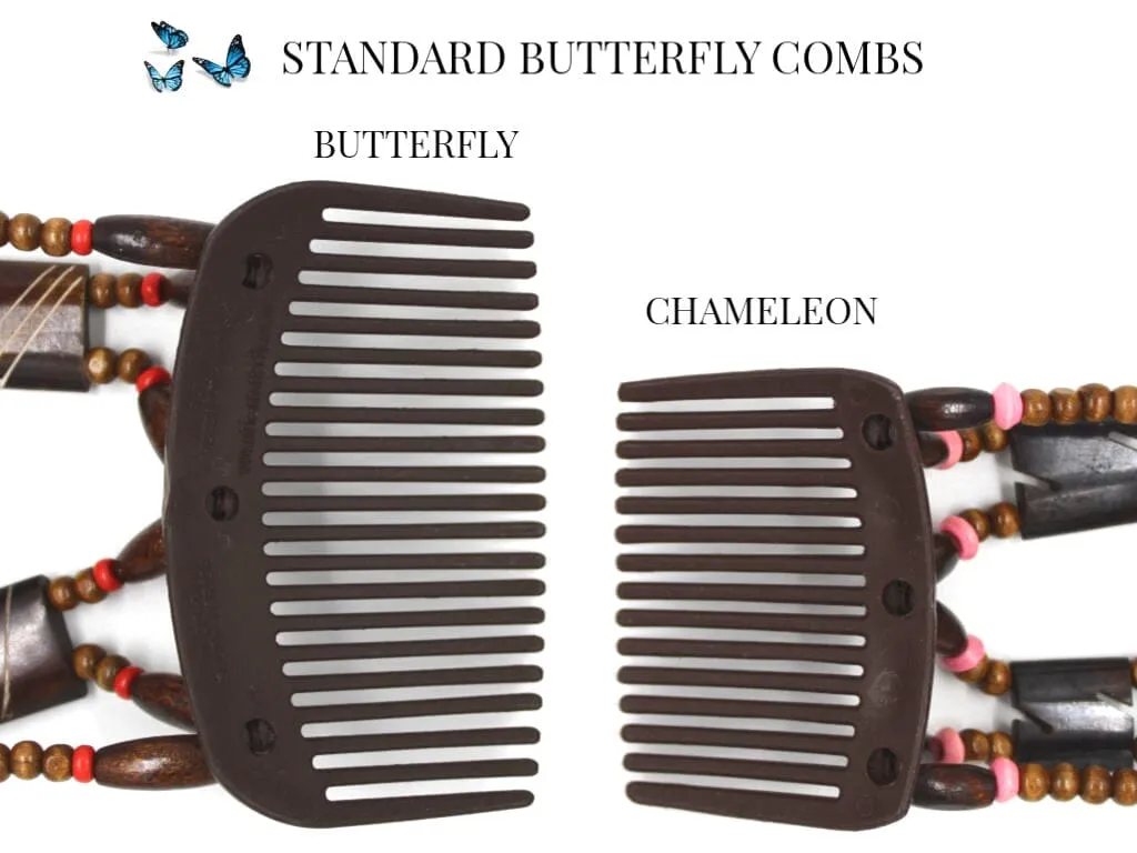 African Butterfly Chameleon Hair Comb - Ndebele Brown 50