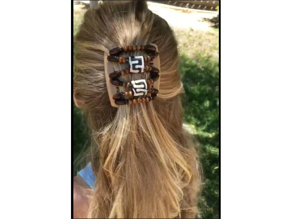 African Butterfly Chameleon Hair Comb - Ndebele Brown 50