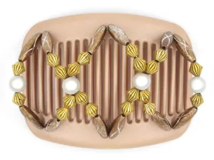 African Butterfly Hair Comb - Dalena Brown Pearl 20