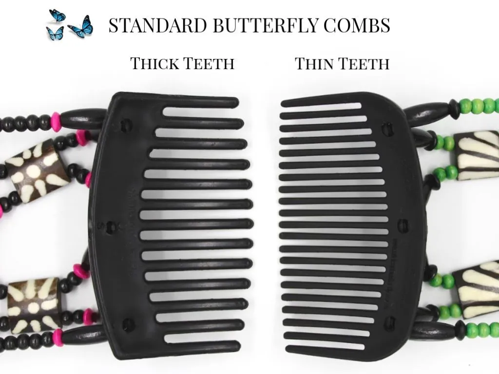 African Butterfly Thick Hair Comb - Beada Brown 179