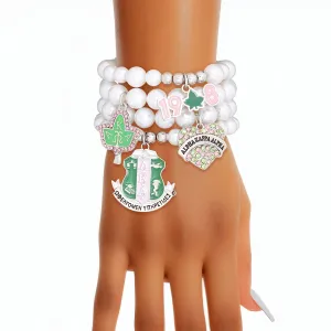 AKA Alpha Kappa Alpha Bracelet Sorority Inspired Charm Pearl