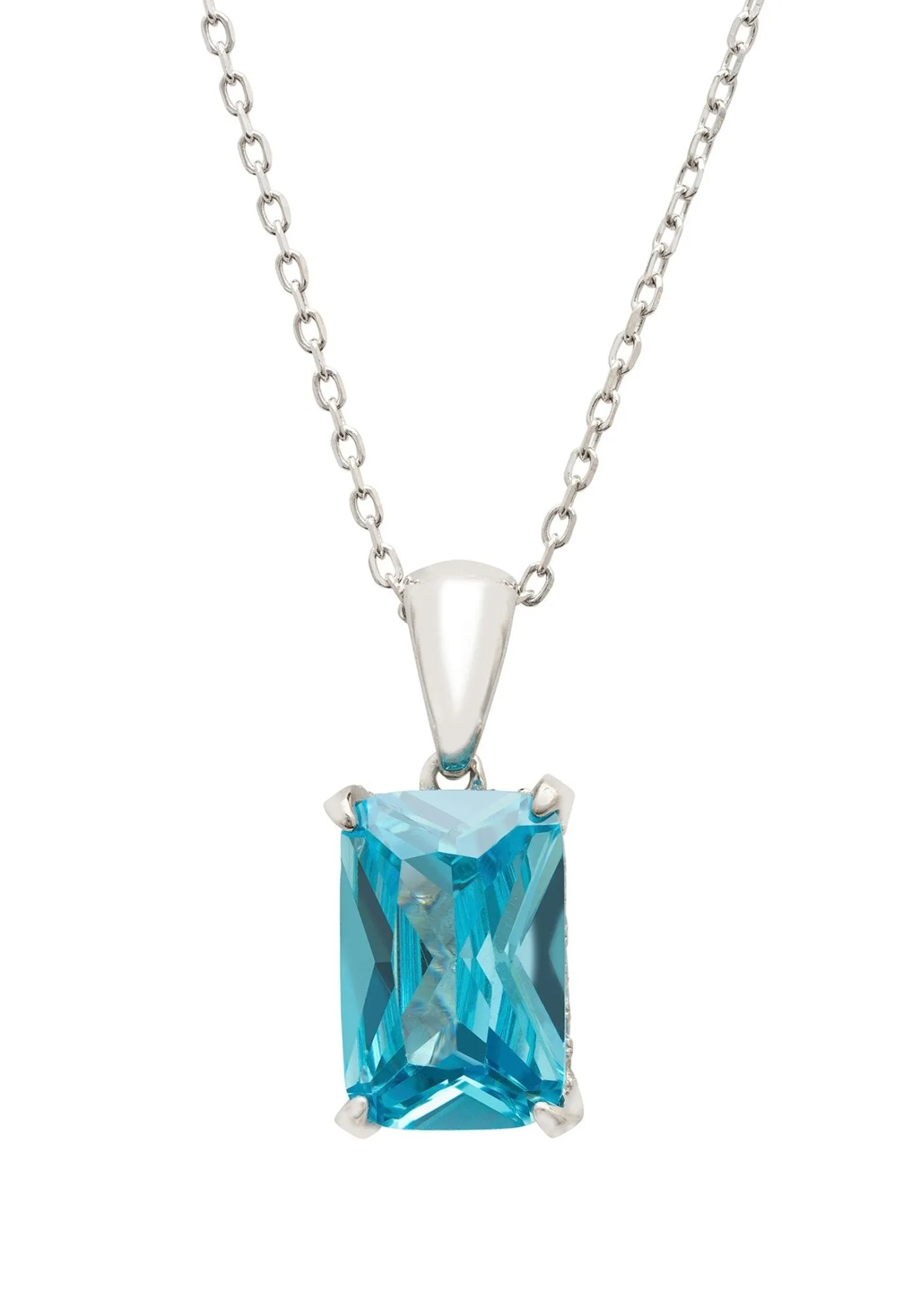 Alexandra Rectangle Gemstone Necklace Silver Blue Topaz