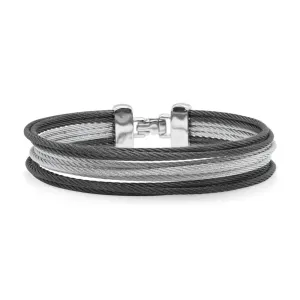 ALOR Black & Grey Cable Triple Stack Bangle Bracelet 04-54-0413-00