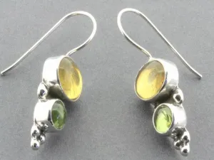 Amber & Citrine drop earrings - sterling silver