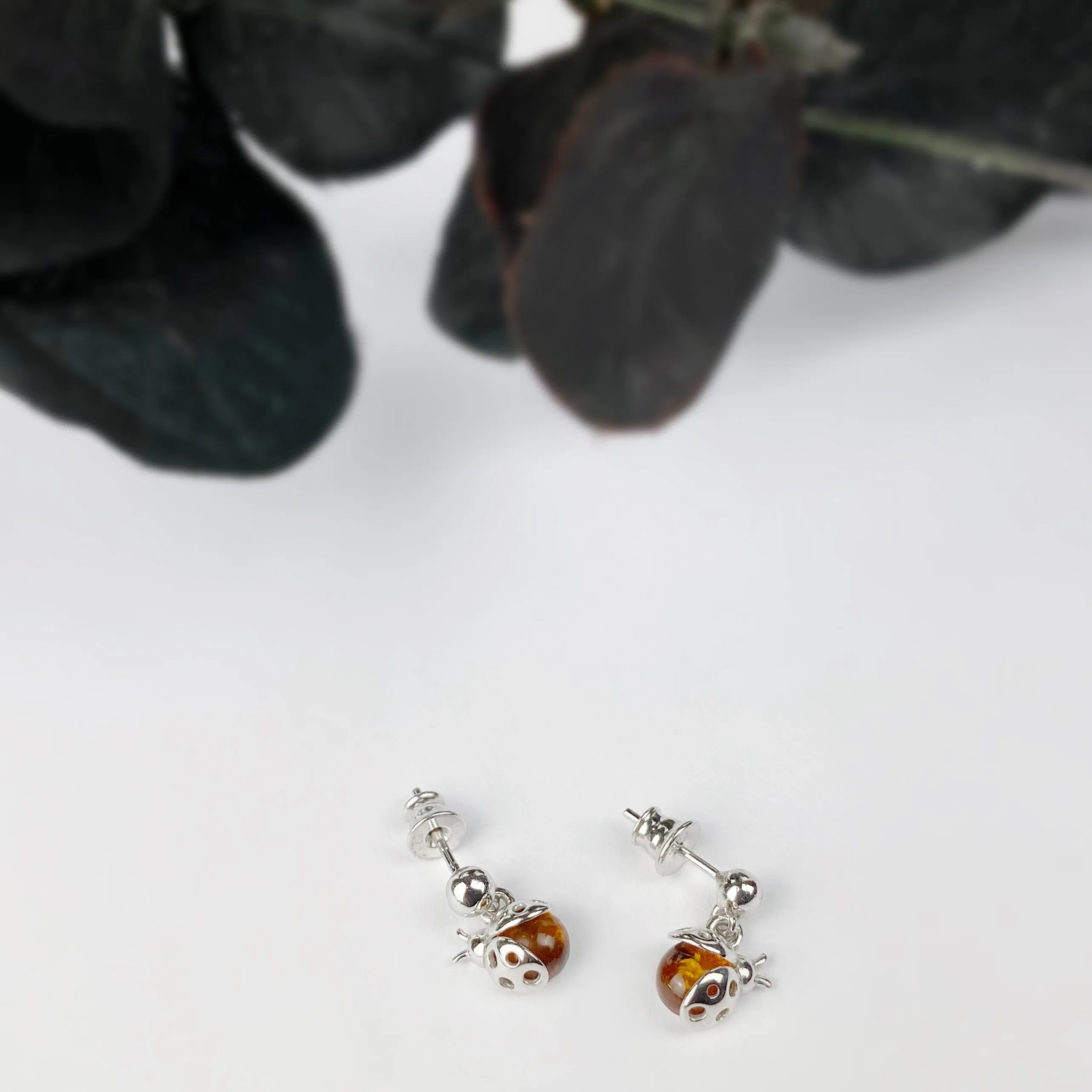 Amber Ladybird Earrings - VE565