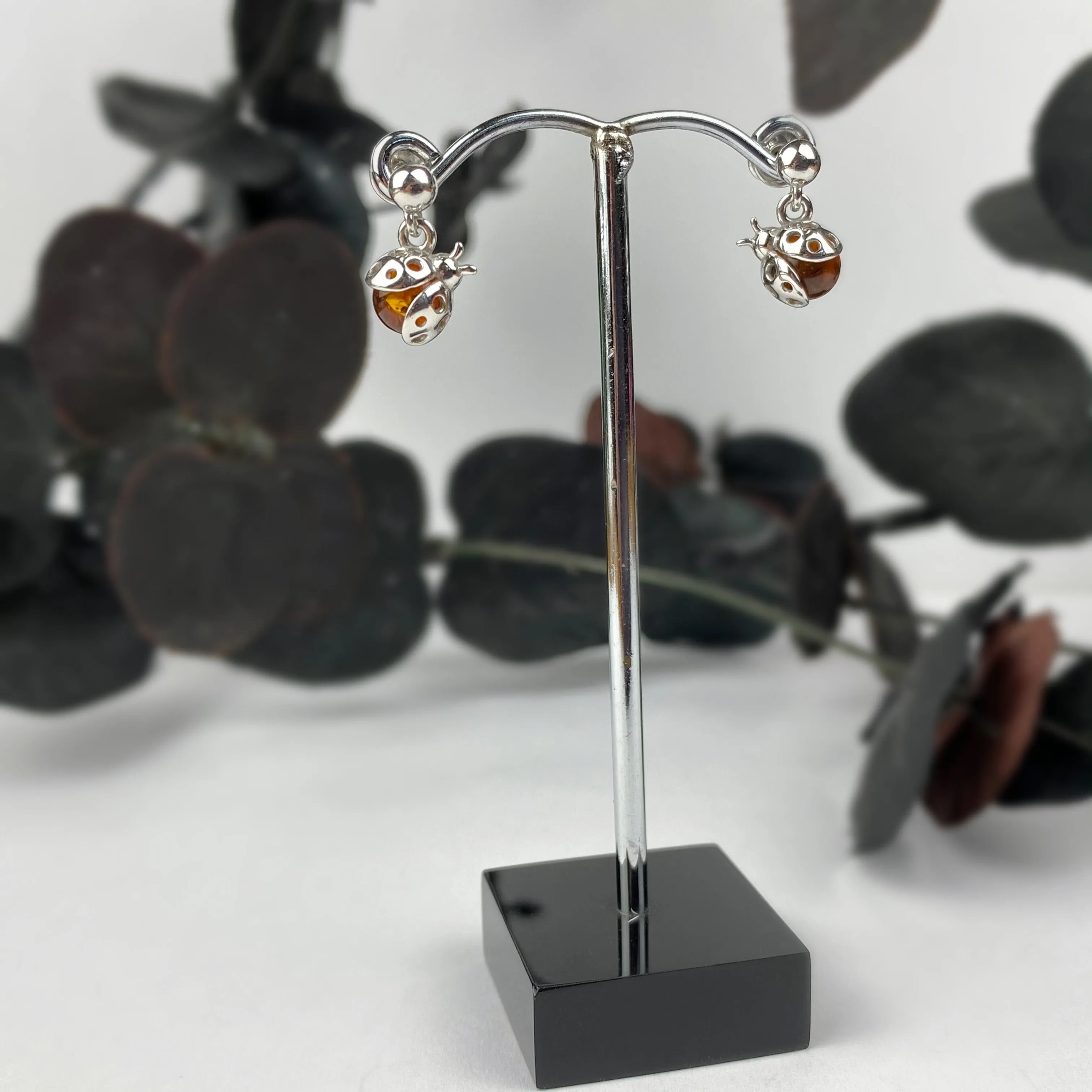 Amber Ladybird Earrings - VE565