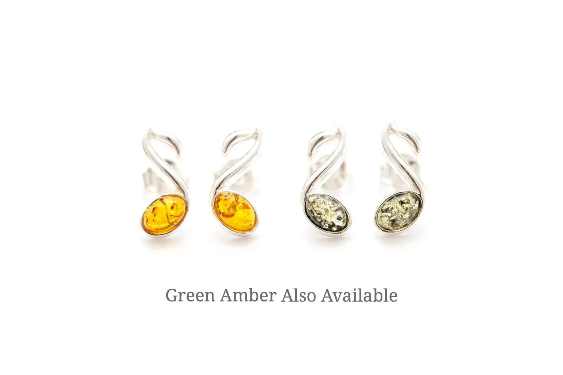 Amber Music Note Stud Earrings - Sterling Silver & Baltic Amber